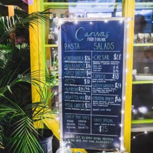 Canvas chalk board menu