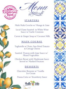 Bella Vita Restaurant Week Menu