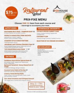 The Fox House restaurant week menu