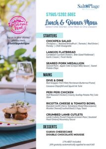 Salt Plage menu ARW
